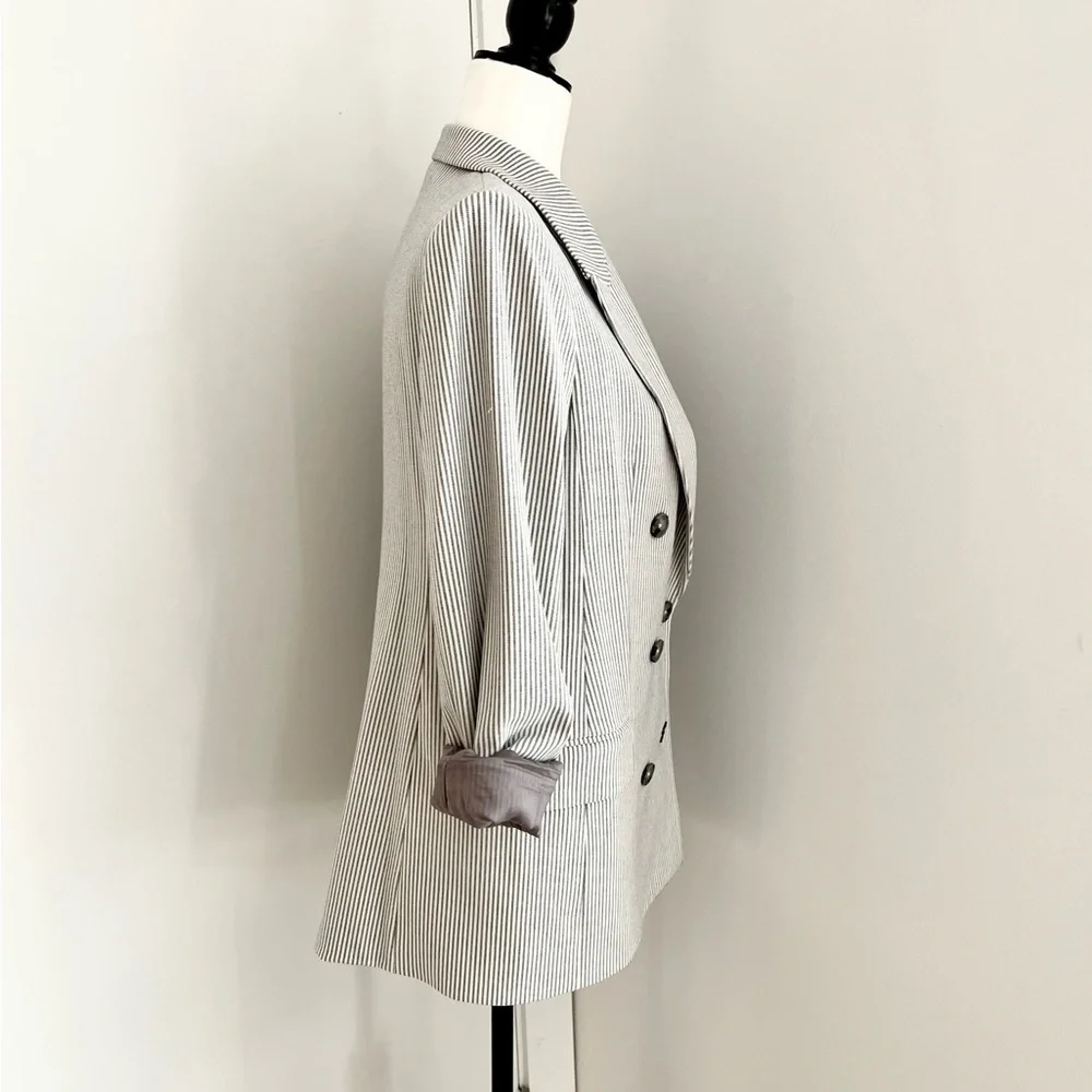 Aritzia Babaton Atelier Samuel Check Blazer | Size 4 | Espace/Grey Stripe - Picture 12 of 15